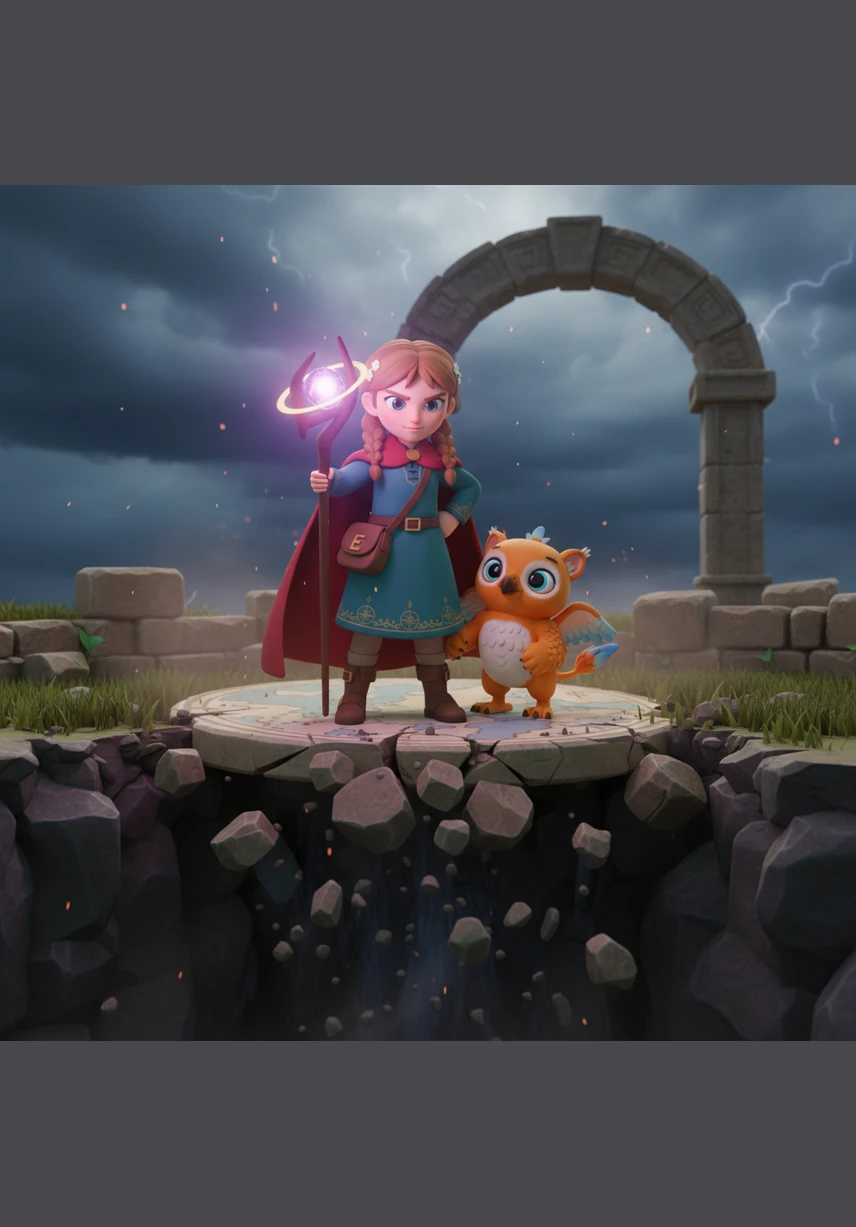 One morning, the ground beneath Elara’s feet gave a terrifying shudder as the glowing Sky Crystals began to fade into a dull grey. Without their magical energy, the entire kingdom started to drift slowly downward toward the unknown lands below.