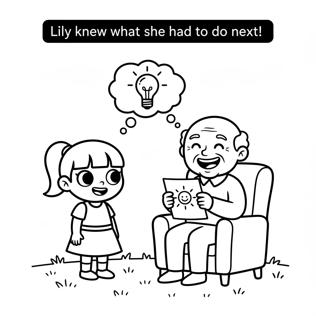Lily watched Mr. Putter smile, and her heart felt warm and happy. Her simple drawing had brought joy to someone else! She knew what she had to do next