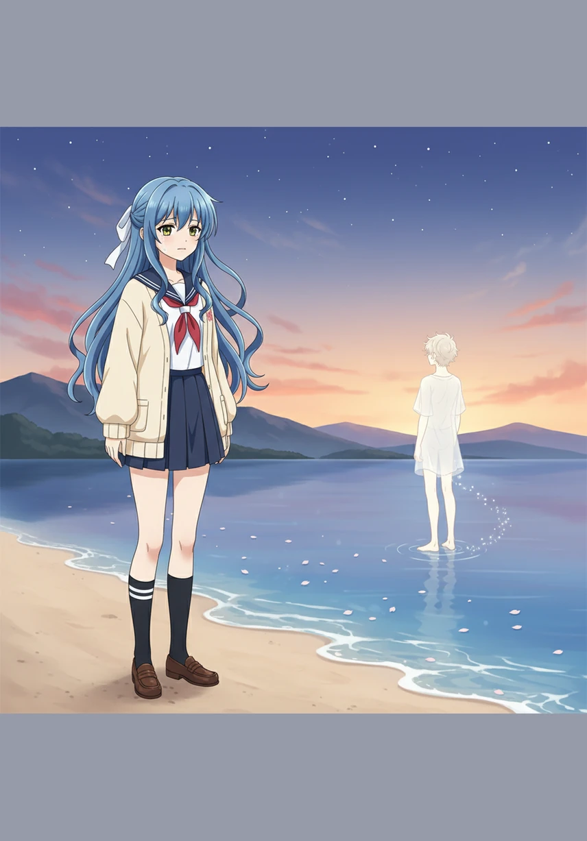 I love you, and I am so sorry I didn't say it when I had the chance, she whispers into the wind as she hits send. A soft, ethereal light seems to shimmer on the water's surface, and for a fleeting moment, she feels a warm, familiar touch on her shoulder.