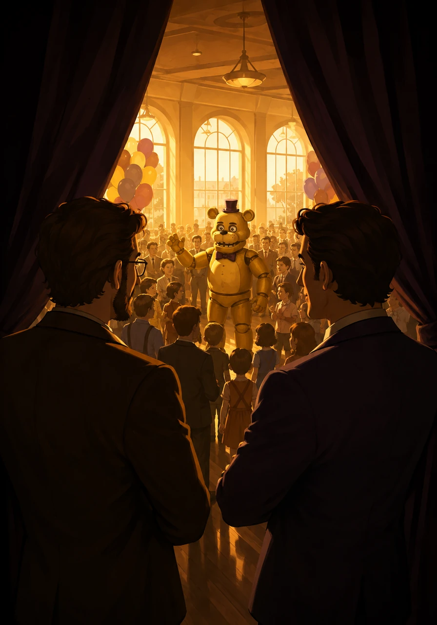 As the sun set, Henry and William watched the crowded room from the shadows of the curtains, proud of what they had built. Their revolutionary golden duplicates had changed the world of entertainment forever, sealing their names into history.