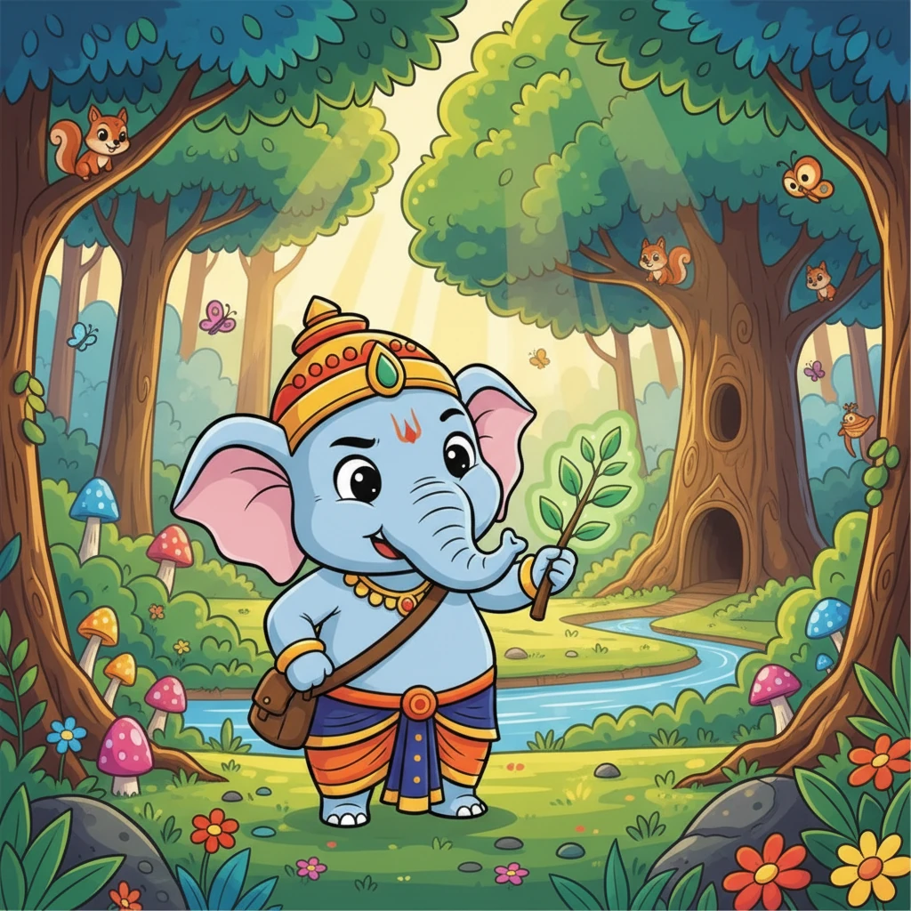 गजराज और हरा-भरा जंगल - animal