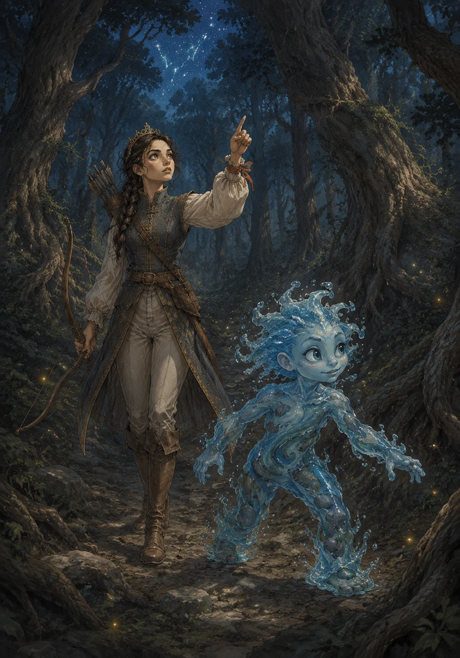 Their journey began in the Enchanted Woods, where the trees grew so closely together that the path disappeared into twilight. Daniela used her keen eyes to guide them through the tangled roots, while Ariana used her knowledge of starlight patterns to keep them heading north.