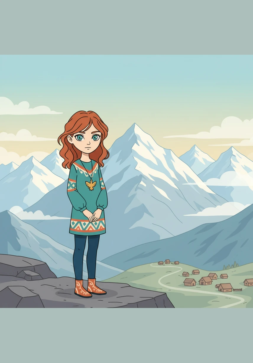 High in the mountains where the sky touches the peaks, lived a girl named Saikal. Her name meant "pure soul," and everyone in her village knew her for her kind heart and bright eyes. Despite the beauty around her, Saikal often felt small and fragile against the vastness of the peaks.