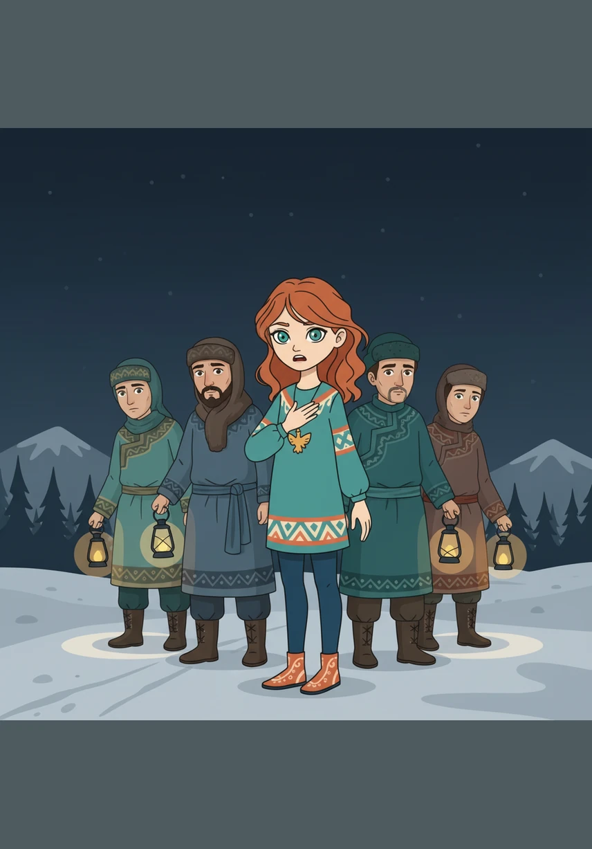 Saikal stood among the worried adults, her heart pounding like a drum against her ribs. She was terrified of the dark, but she couldn't stop thinking about the small boy alone in the freezing cold. The thought of his fear began to outweigh her own trembling.