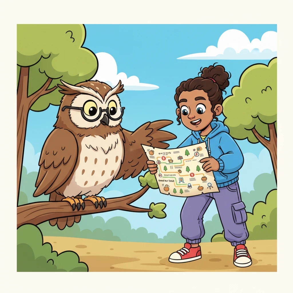 Pippa eagerly accepted the challenge. She met with Elder Owl, who showed her a big, colorful map of the Grand Nut Stash. "To keep it safe," hooted Elder Owl, "we must first understand how someone might try to get in. Think like a curious explorer!"