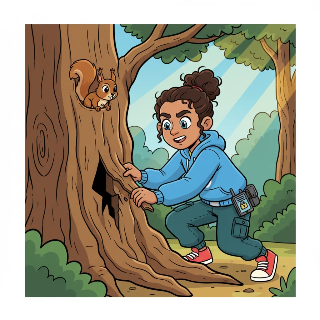 With a determined wiggle, Pippa carefully nudged the loose bark. It shifted, revealing a narrow, dark crack just big enough for a very determined squirrel. This was her chance to see if it truly led inside the protective layers.