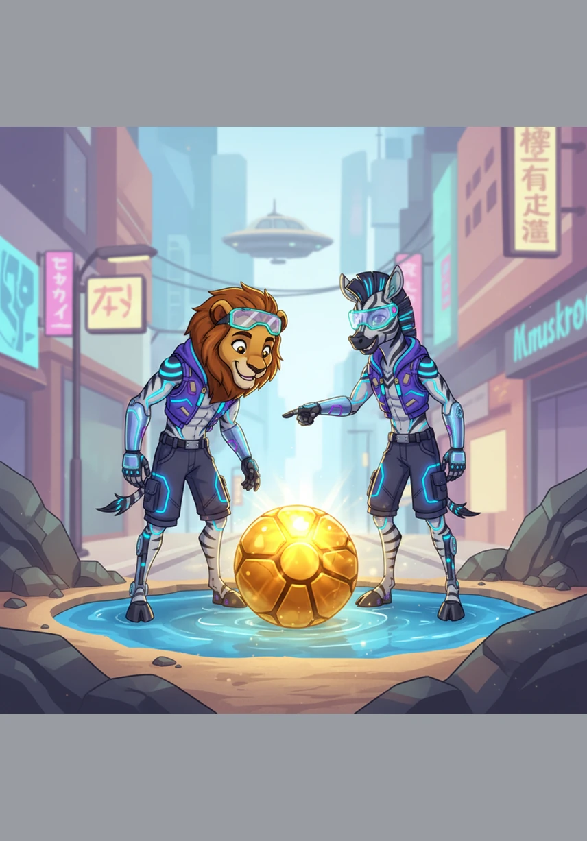 One sunny morning, Leo discovered a magnificent golden ball resting near the watering hole. Its surface sparkled like the sun, and Leo immediately decided it was the best toy he had ever found.