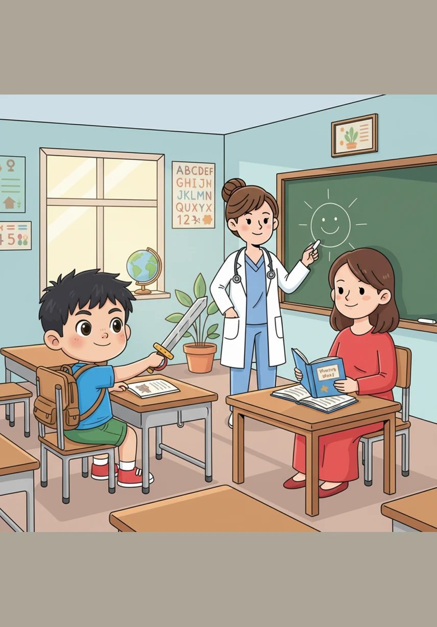 蓝蓝的海水里，两条色彩鲜艳的小鱼正在水草间穿梭嬉戏。它们调皮地张开小嘴，吐出一串串圆滚滚的透明泡泡，泡泡在水中闪闪发光。