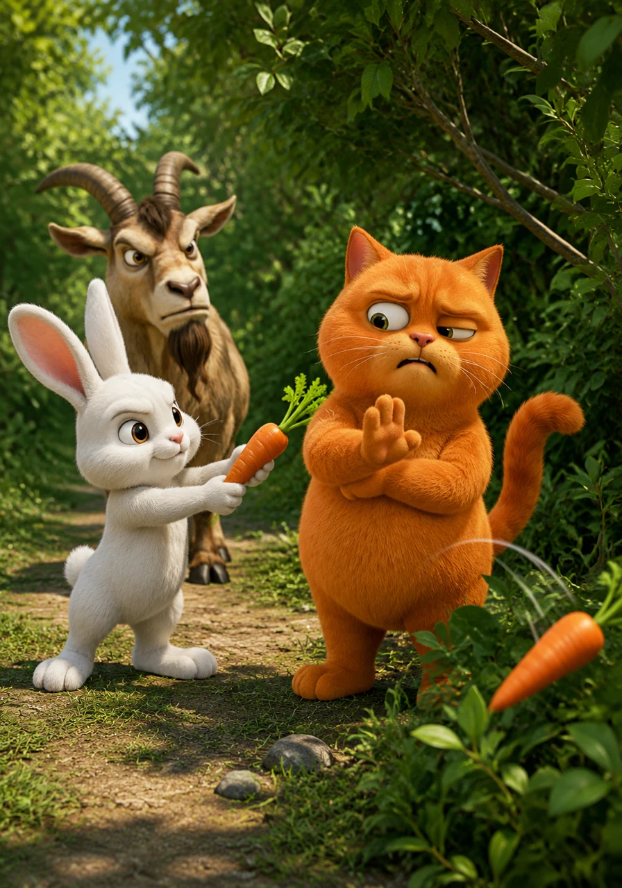 Bunny tries to teach Milo about healthy fuel by handing him a bright orange carrot, but Milo is unimpressed by the lack of pizza flavor. Disgusted by the vegetable, Milo waits for Bunny to look away and secretly tosses the carrot deep into a nearby thicket.