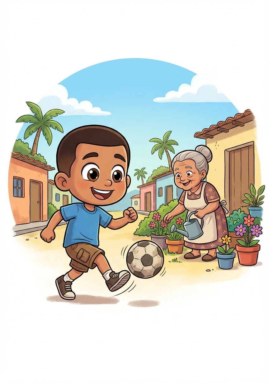 En un pequeño pueblo de Venezuela, vivía Samuel, un niño lleno de sueños y una gran sonrisa. Amaba jugar al fútbol con sus amigos y ayudar a su abuela en el jardín.