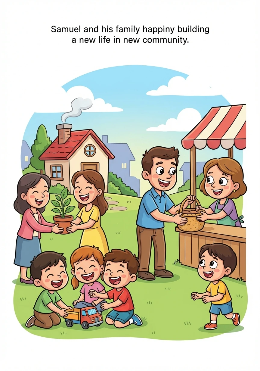 La familia de Samuel comenzó a construir una nueva vida en su nuevo hogar. Encontraron trabajo, hicieron amigos y se sintieron más seguros.