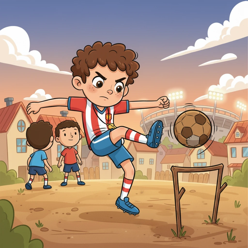 With a final burst of energy, Ronaldo dribbled the ball past the defenders. He lined up for the shot, focusing on the goal. He imagined himself as Cristiano, hearing the roar of the crowd. He took a deep breath and kicked the ball.