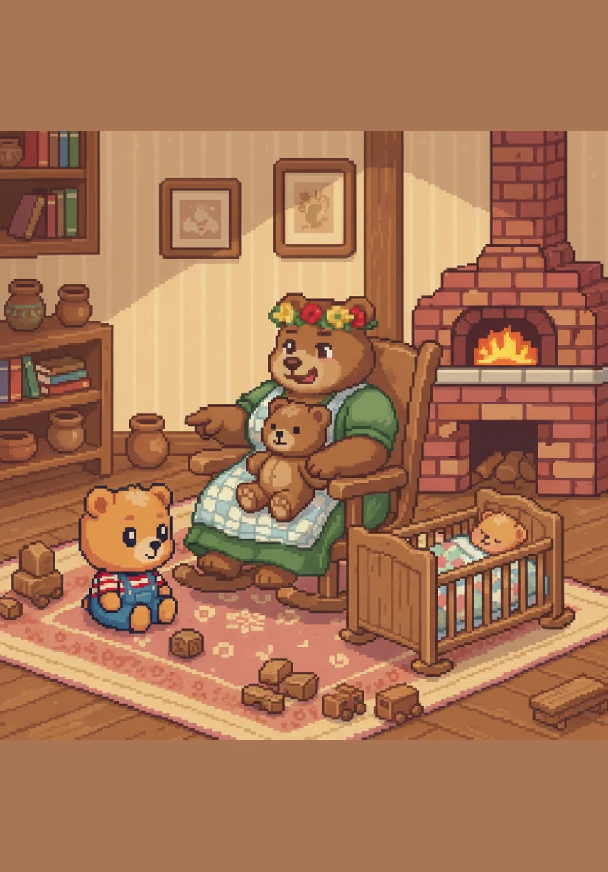Barnaby Bear was busy building a giant tower of colorful blocks in the middle of the living room. Suddenly, he felt a strange, wiggly sensation in his tummy that made him stop playing. He wasn't quite sure what his body was trying to tell him, but he knew something was different.