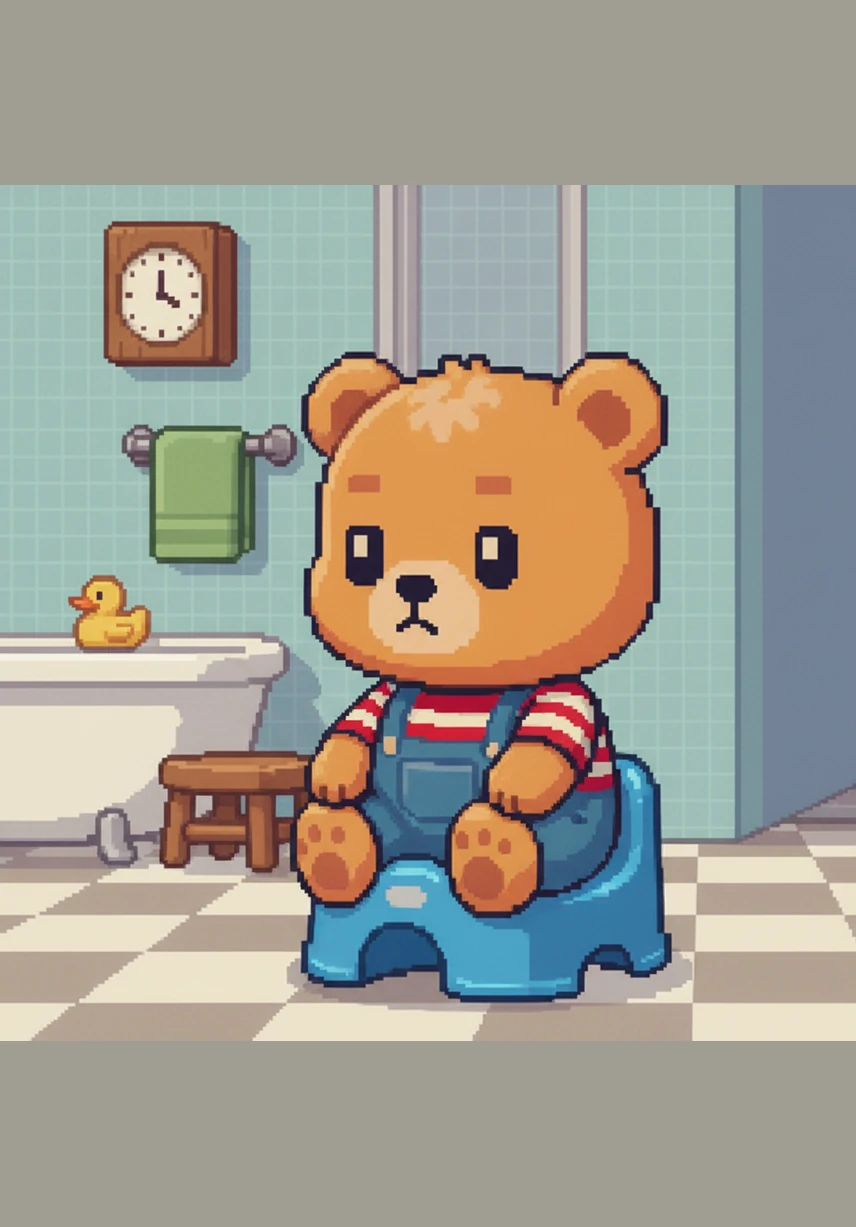 Barnaby reached the bathroom and carefully climbed onto his blue potty just in time. He took a deep breath and listened to the soft ticking of the clock on the wall. He felt focused and determined, remembering everything Mommy had told him about listening to his body.