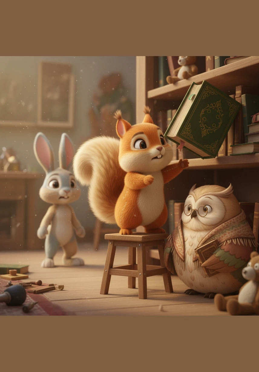 Ο Σουρής δεν έχασε χρόνο και αποφάσισε να αναλάβει δράση μόνος του για να διορθώσει την κατάσταση. Έφτιαξε μια μικρή σκούπα από γερά κλαδάκια και άρχισε με υπομονή να καθαρίζει το κεντρικό μονοπάτι του δάσους.