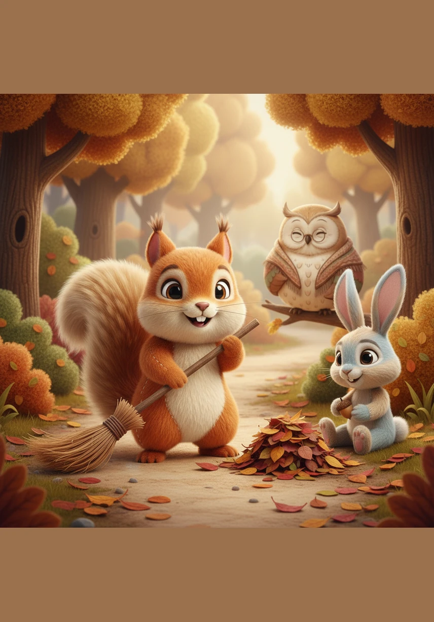 Με κάθε κίνηση της σκούπας του, το χώμα άρχισε να φαίνεται ξανά καθαρό και το μονοπάτι να ομορφαίνει. Ο Σουρής δούλευε με κέφι, σφυρίζοντας έναν χαρούμενο σκοπό καθώς μάζευε τα φύλλα σε μικρούς λόφους στην άκρη του δρόμου.