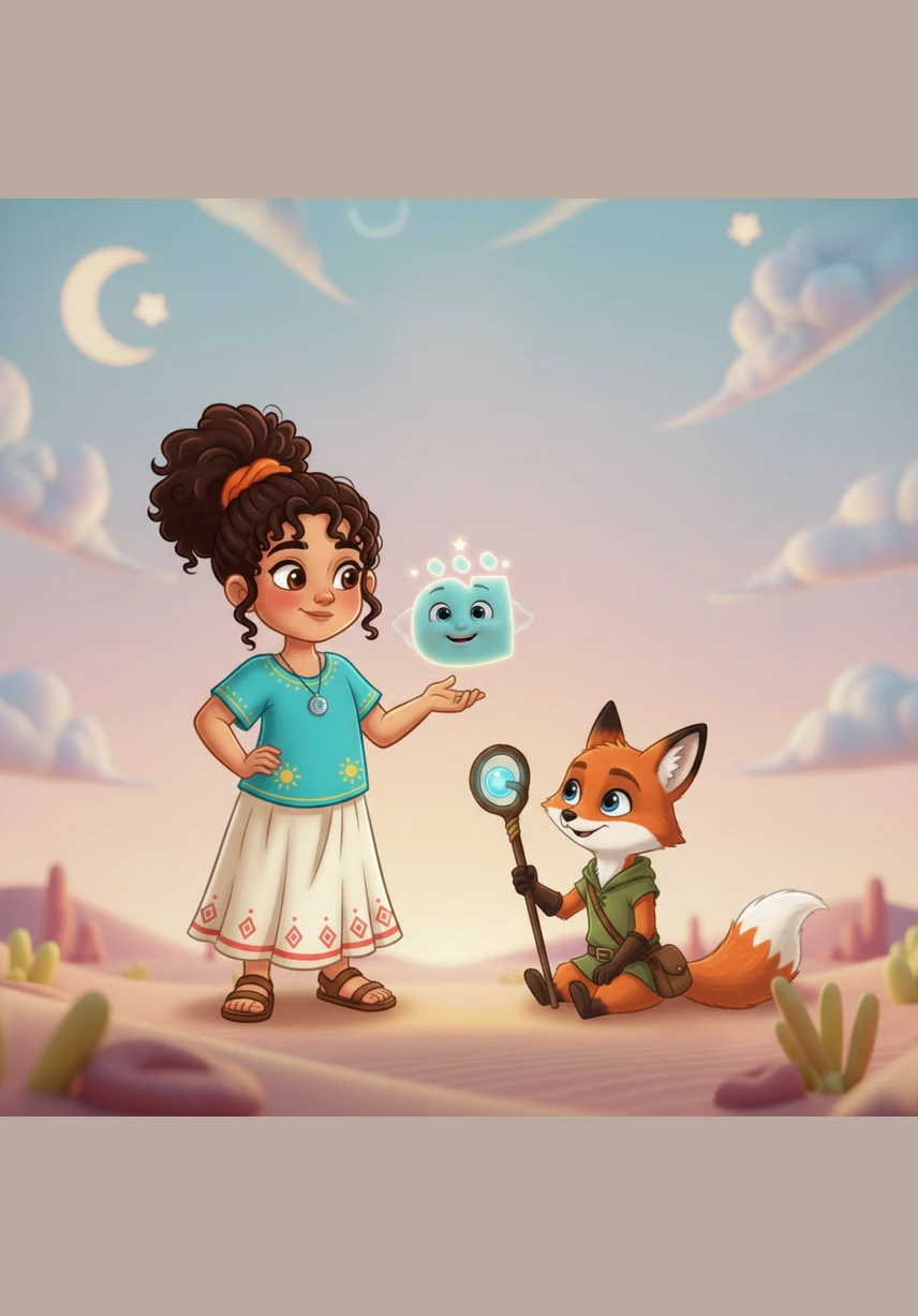 While walking, she encountered a small fox sitting under a tree, looking very thoughtful and trying to whisper the sound of his own name.