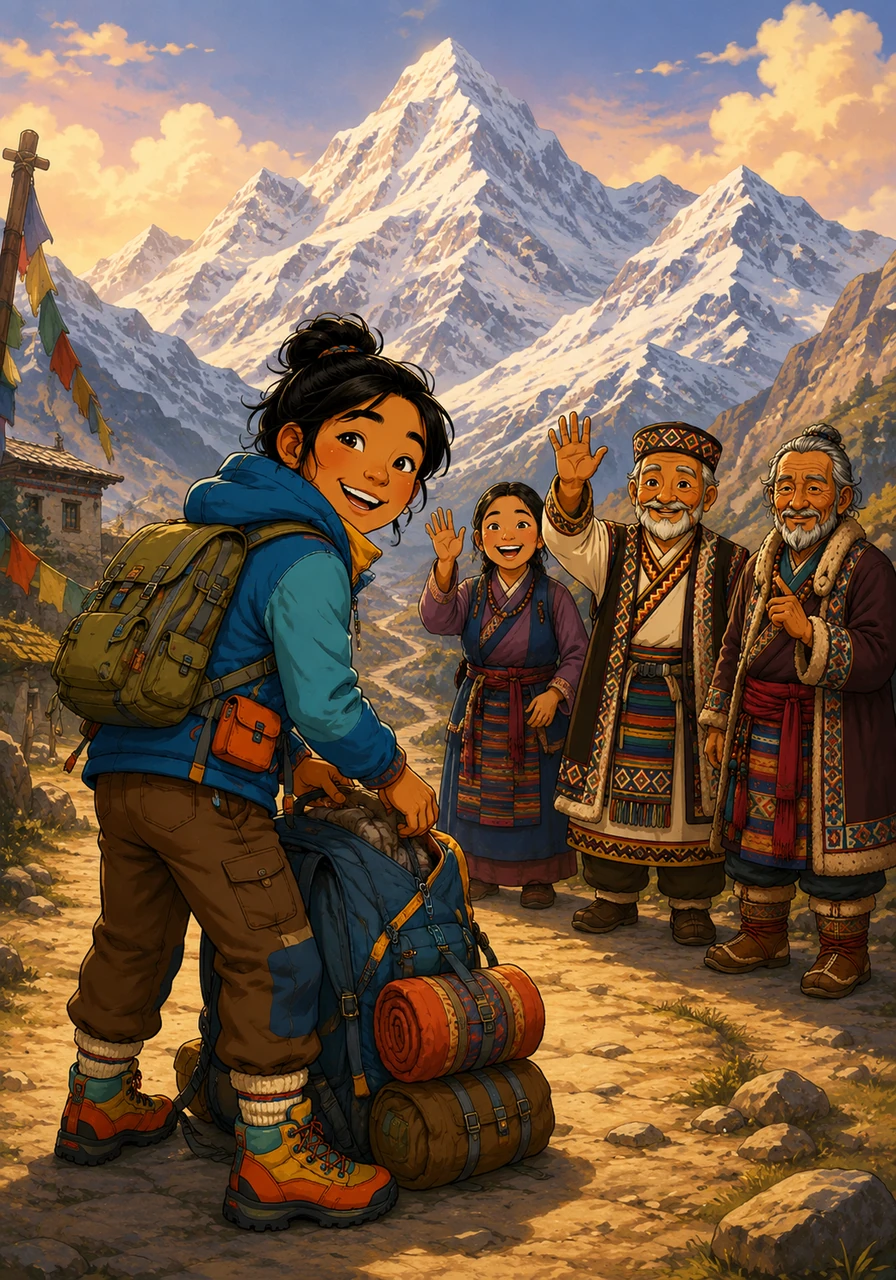 As the journey came to an end, Lakshya looked back at the grand mountains one last time with a heart full of joy. He packed his bags, knowing that the beautiful sights, warm smiles, and wonderful memories of the Himalayas would stay with him forever.