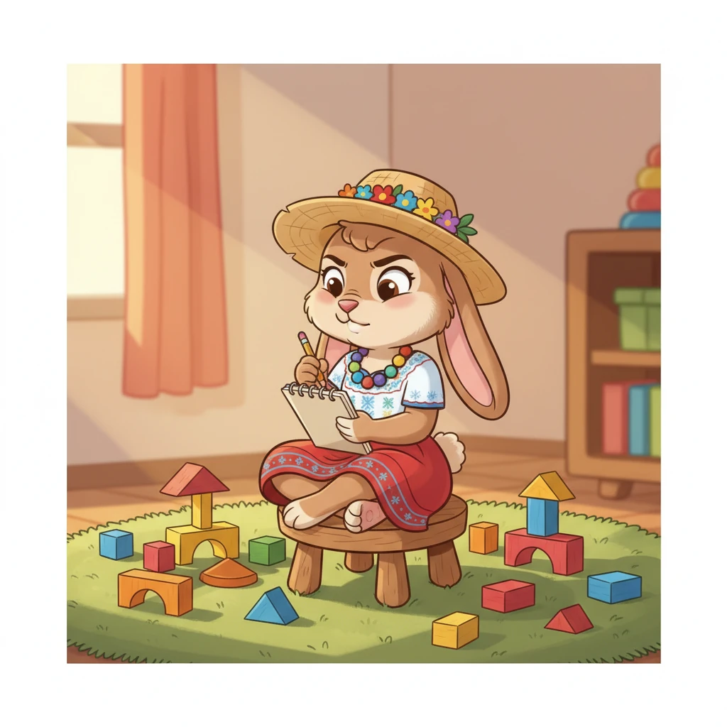 Rosita pensó mucho en las palabras del Búho Sabio. Recordó la torre de bloques derrumbada y la cara triste de sus amigos. Decidió que quería aprender a ser más respetuosa y hacer felices a sus amigos.