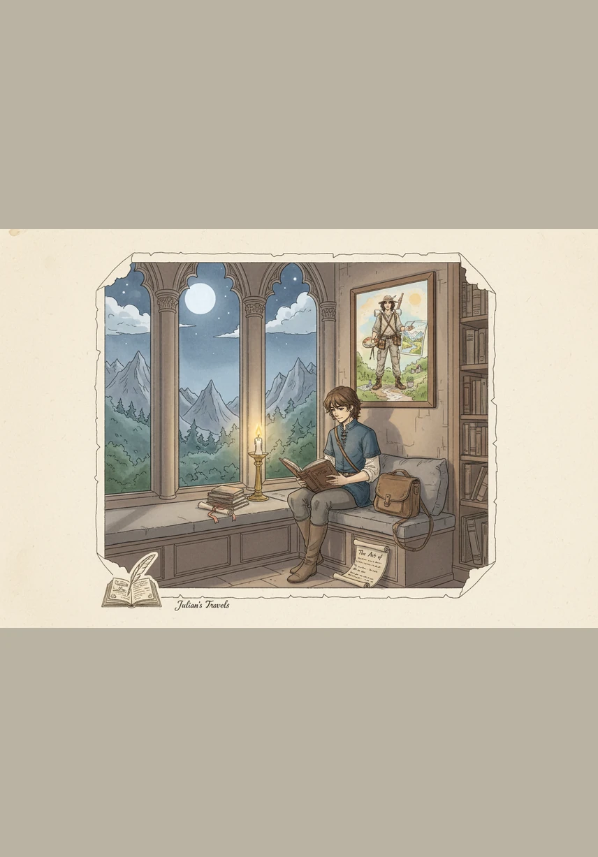 Elias sat by the tall library window, the afternoon sun illuminating dust motes dancing in the air. He carefully unfolded a weathered map he had discovered tucked within the pages of an ancient, forgotten journal.