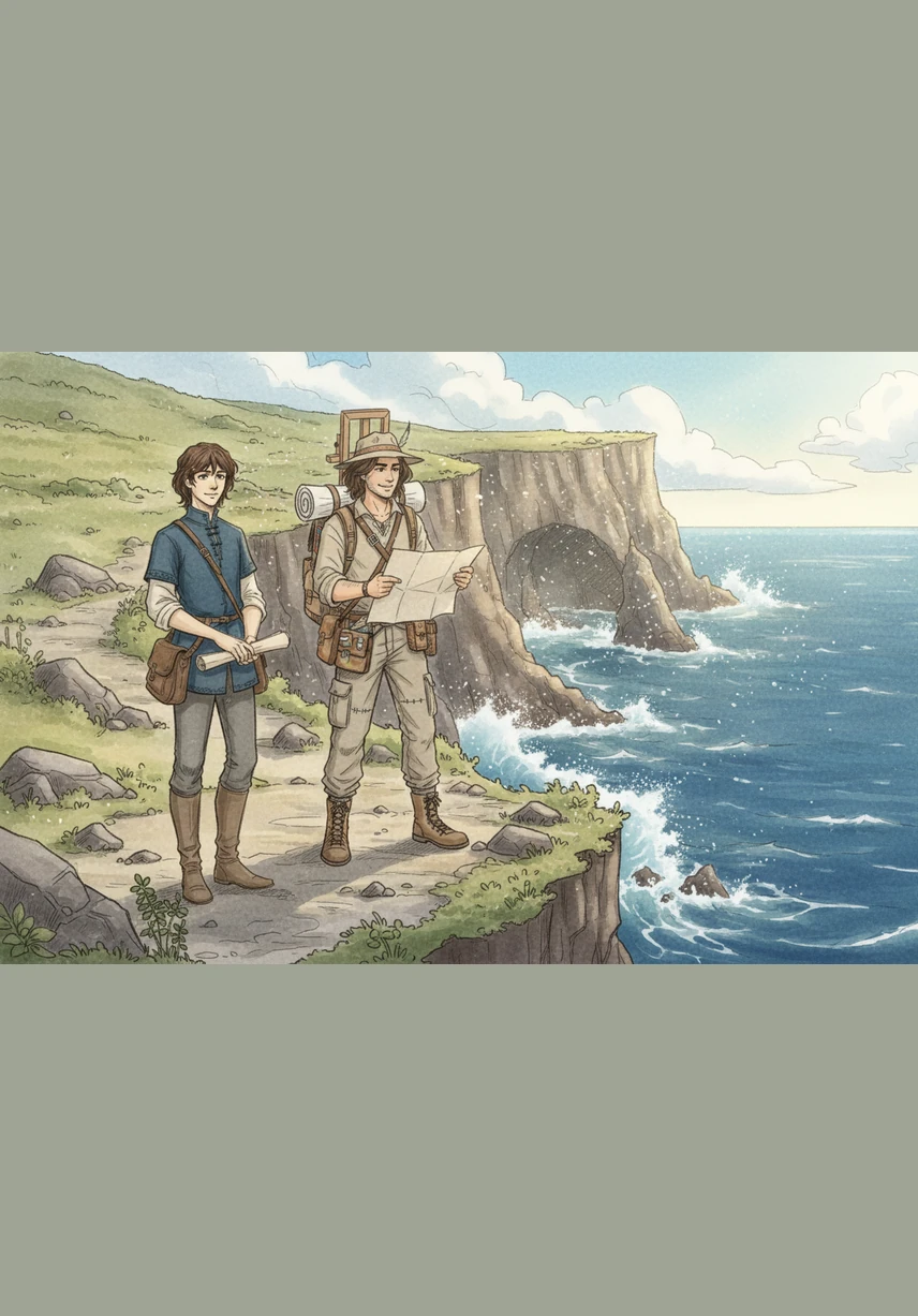 Together, they left the confines of the library and trekked along the rugged cliffside where the salt spray kissed their faces. The map led them toward a hidden cove that most locals believed was only a myth.