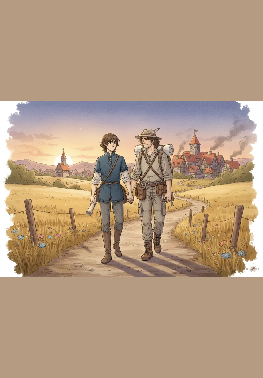 Walking back toward the town, their silhouettes were framed by the twilight glow as they walked hand-in-hand. The map had led them to a treasure far more valuable than gold: a love that felt like coming home.