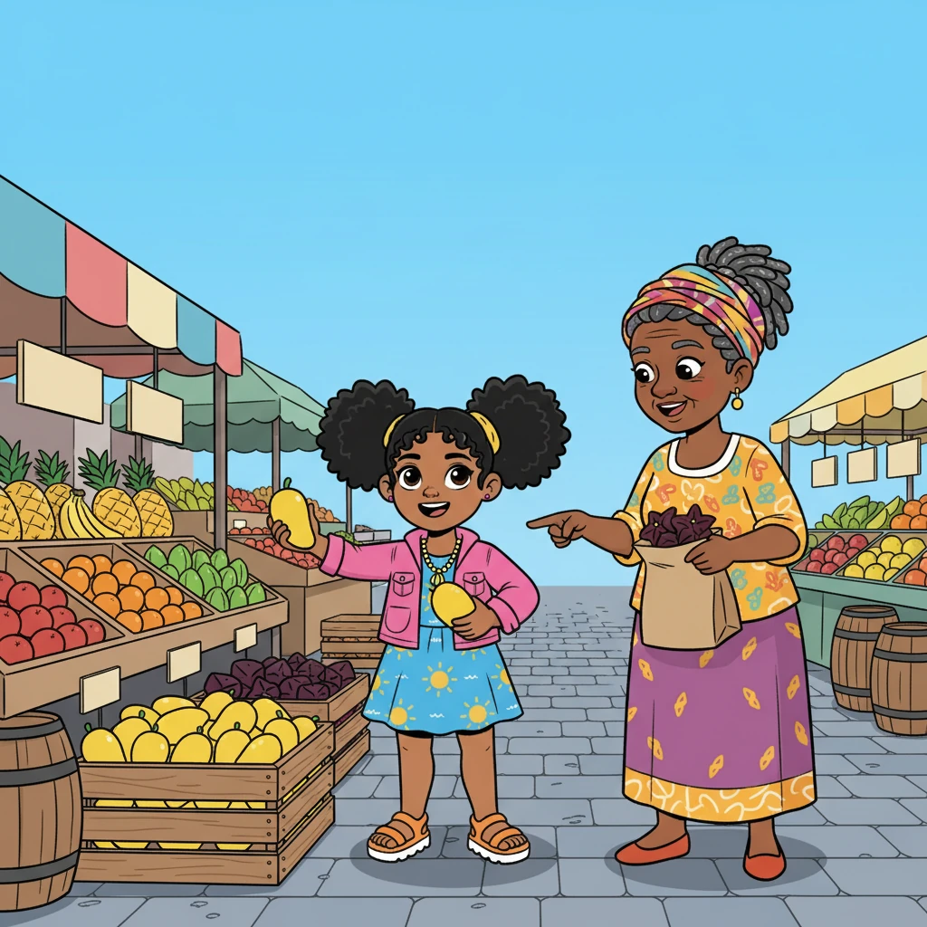 First, they visited the Clifton Market, filled with the aroma of fresh fruits and spices. Nakia helped Mama Jamila pick out some ripe mangoes and fragrant star apples.