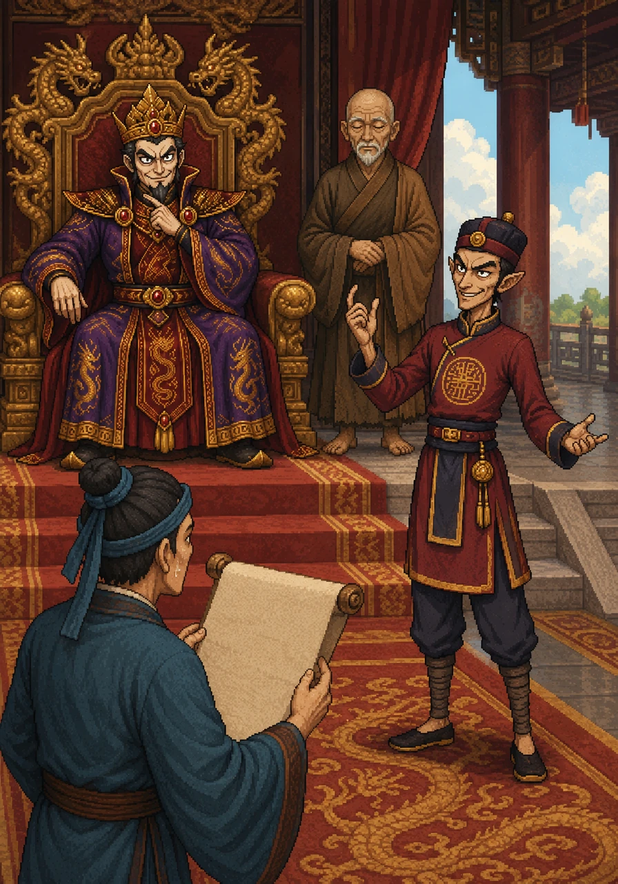 A hopeful scholar stands before the throne, reading a complex and beautiful new poem he spent years composing. Before he can even finish, the scrawny guard steps forward and recites the entire poem perfectly, claiming he has known it since childhood.