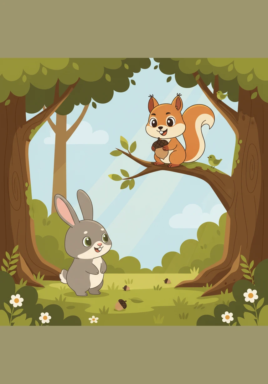 Lila spends her first morning hopping from one animal to another, offering help and sharing happy stories. She loves making new friends and her laughter echoes through the trees, bringing a new sense of joy to the forest.