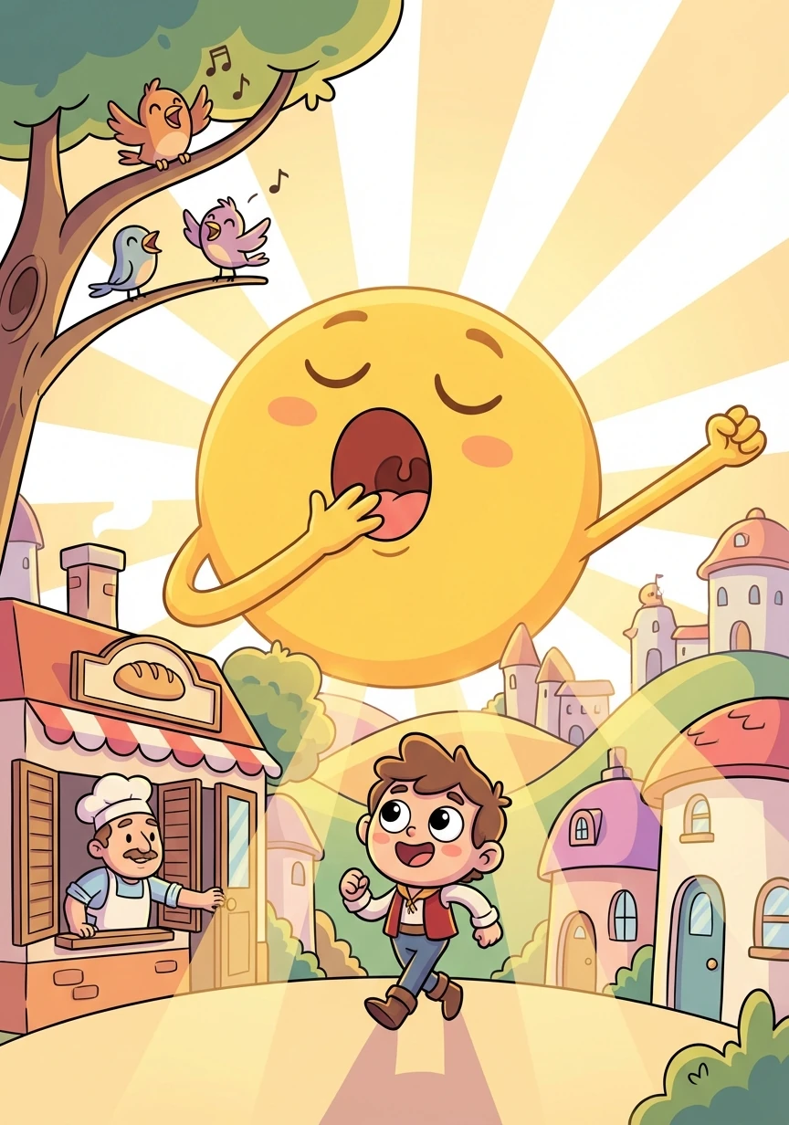 The Sun stretched and yawned, sending golden light streaming across Dundee. The birds began to sing, the baker opened his shop, and Pip returned home, a hero in his own right, knowing even small acts can make a big difference.