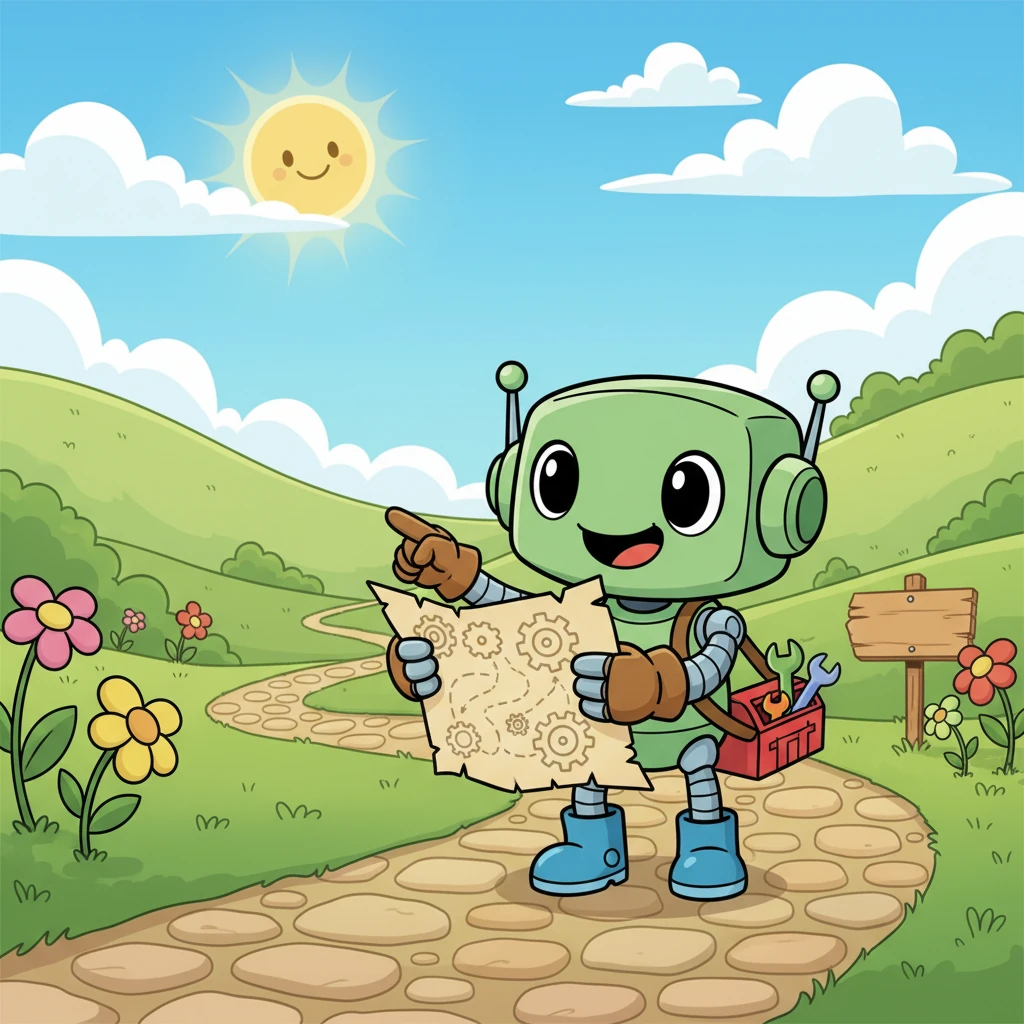One sunny morning, Bytey discovered a map to the 'Expo Managed Meadow,' a magical place where every tool worked perfectly together! He packed his tiny toolbox, excited to leave the old, messy ways behind and build with harmony. No more wobbly parts or tricky connections for him!