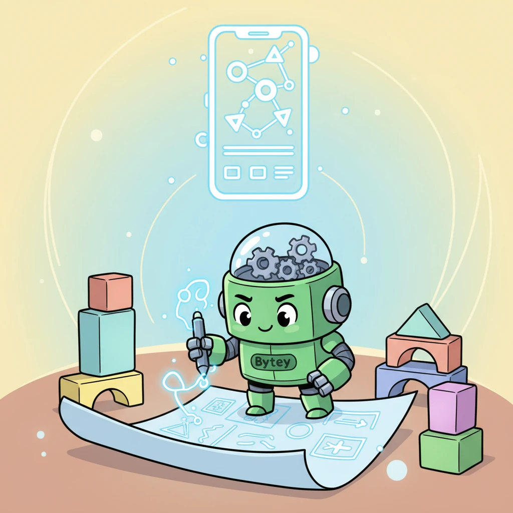 Before adding more features, Bytey always drew a 'TypeScript Blueprint.' These magical plans showed exactly where every piece should go, preventing any wobbly mistakes before they even happened. His app was strong and perfectly aligned!