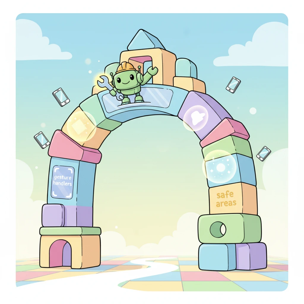 Bytey carefully built the 'App's Grand Entrance,' a special door where all the Paper blocks, gesture handlers, and safe areas came together. This ensured everyone could easily step into his app and enjoy all its wonders, no matter how big their device screen was!