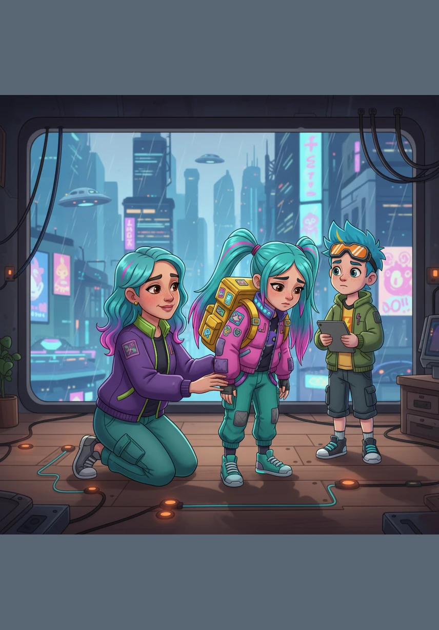 Mia tugged her bright yellow backpack across the wooden floor, her shoulders slumped with a weight no one else could see. Her mother knelt down with a gentle smile, sensing the quiet struggle in her daughter's tired eyes and offering a comforting hand.