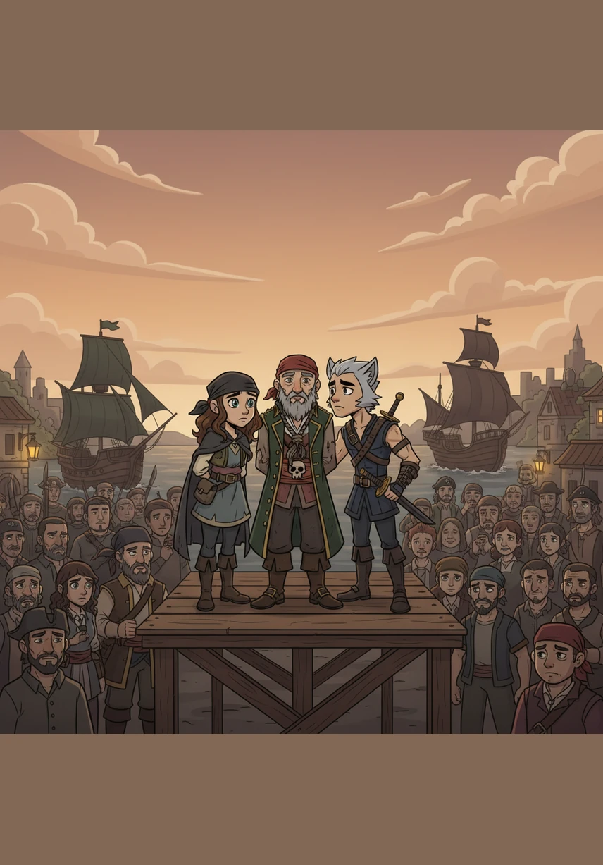 The legendary pirate king Golden Henry stands before his execution, whispering the secret of the hidden Golden Dawn treasure to his remaining crew. His death marks not an end, but the beginning of a mysterious quest that will span generations across the seven seas.