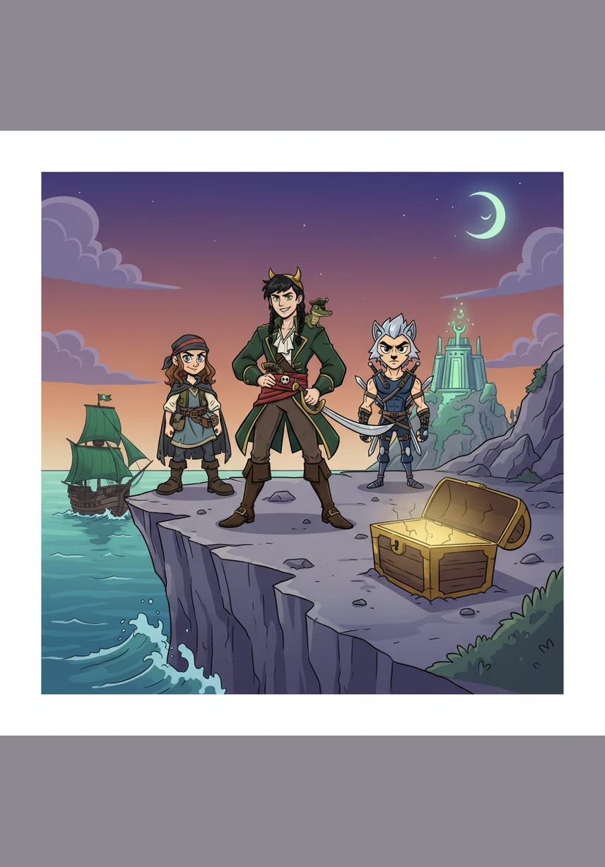 Twenty years later, a young man named Loki sits on the rugged cliffs of his remote island home, listening to the salt-crusted tales of One-Eyed John. Inspired by the myth of Golden Henry, Loki feels a fire ignite within him to become the greatest pirate the world has ever known.