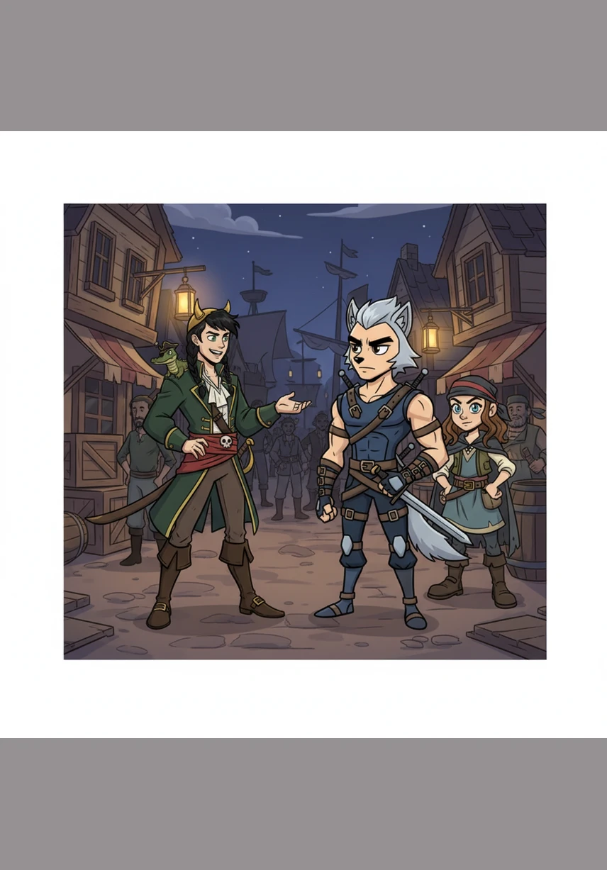 In a rowdy port town, Loki meets Spartacus, a master swordsman known as the Silver Wolf, whose blade is as quick as his wit. Impressed by the young man's ambition, Spartacus agrees to join the crew, becoming the first pillar of Loki’s grand vision.