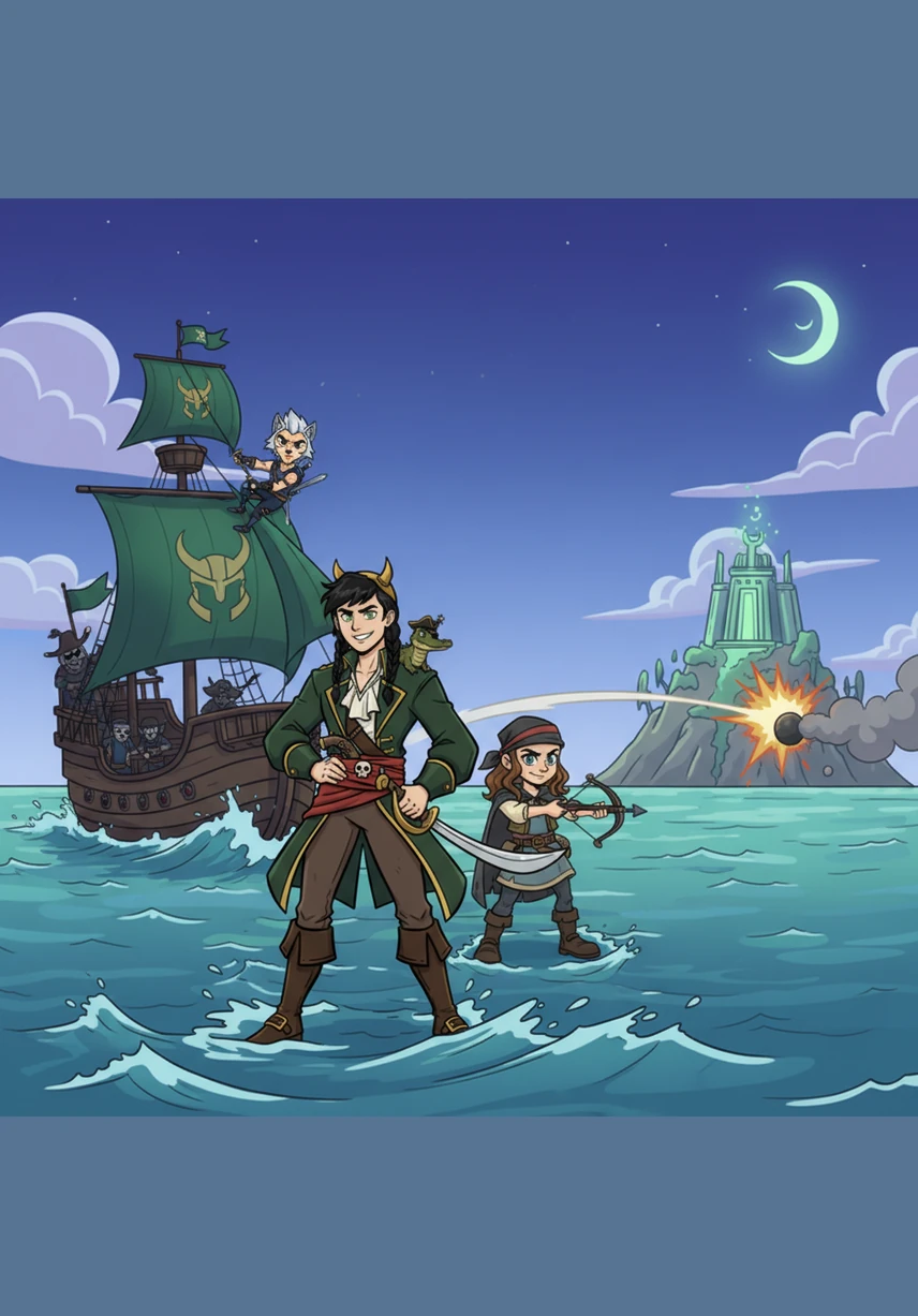 The relentless Royal Navy appears on the horizon, their massive warships closing in to halt the pirates’ progress. Loki and his crew must use every ounce of Annie’s cunning and Spartacus’s combat skill to navigate through a treacherous reef and escape the pursuit.