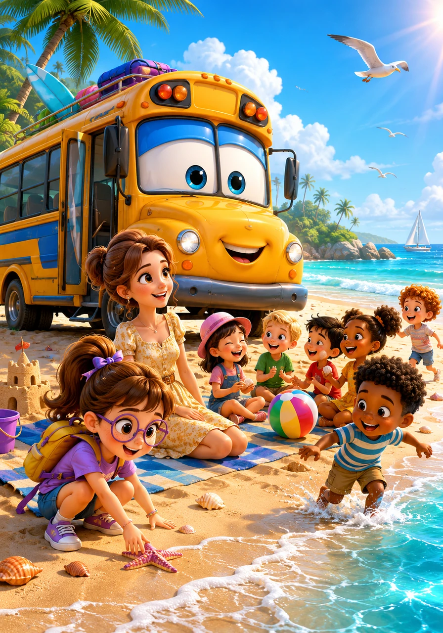 N-Bus carries the class to a sparkling, sun-drenched beach where the waves lap gently against the shore. It is a place of peace and breathing room, far away from anyone who would ever want to turn a teacher into a tool of war.