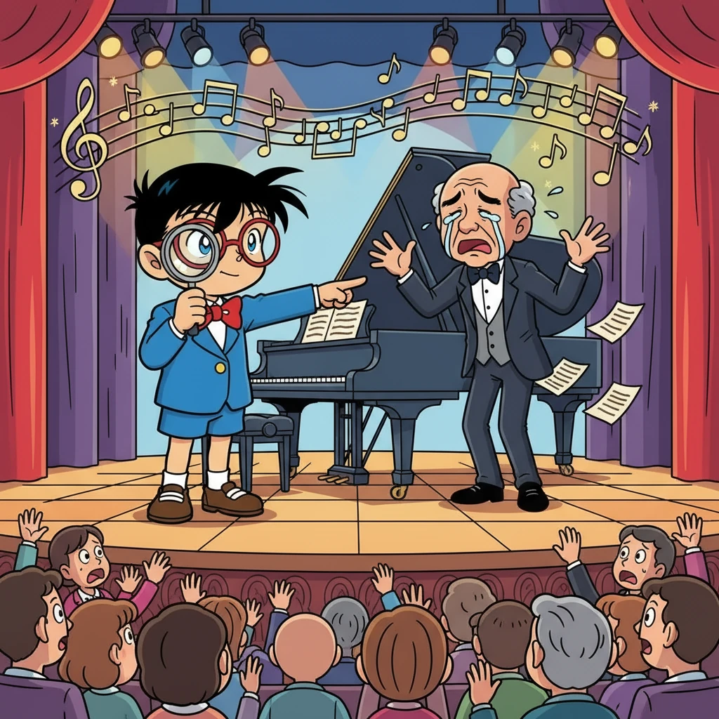 Conan, con astuzia, smaschera il compositore, rivelando la verità dietro l'omicidio.  Il colpevole, ormai scoperto, confessa il suo crimine, mentre la musica della sonata sembra accompagnare la sua confessione.