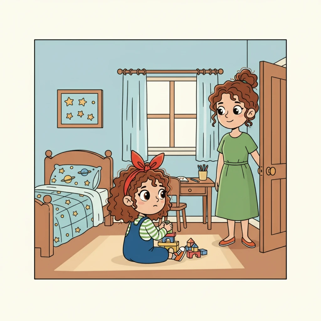 Annesi, Eylül'ün odasının kapısına yavaşça vurdu. İçeri girmeye izin istedi. Eylül, annesinin yanına gelmesini istemese de, annesi içeri girdi.