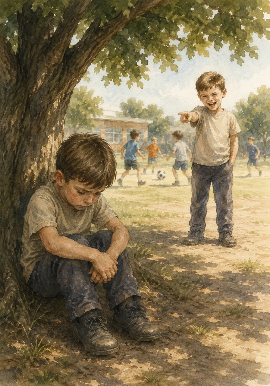 Because of his medical condition, Eli spent his school recesses sitting quietly beneath the sweeping branches of a giant oak tree while the other children ran and played soccer. One afternoon, a boy named Marcus pointed at him and laughed, calling him too weak to ever play. Eli looked down at his worn shoes in silence, feeling the familiar sting of isolation as the laughter echoed across the playground.