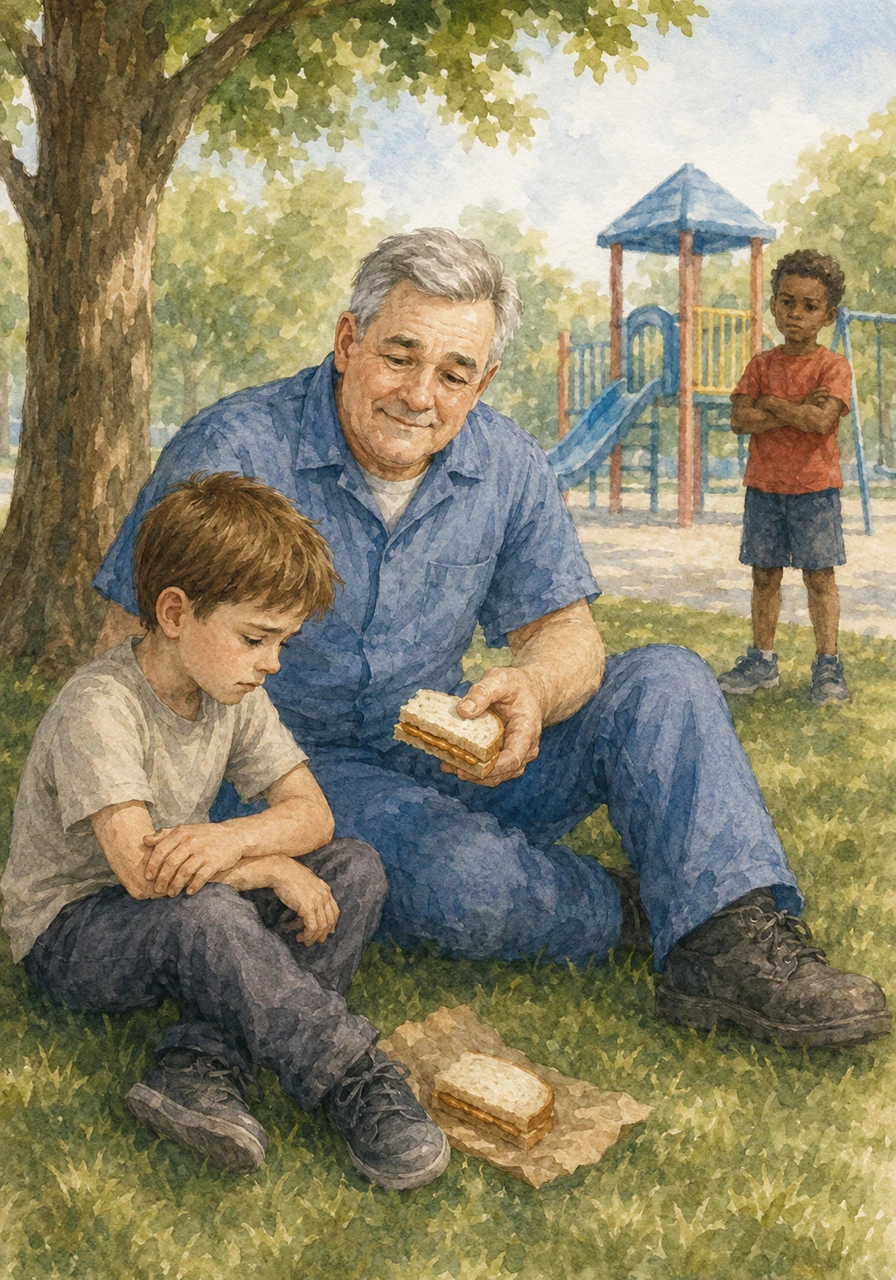 Seeing the sadness in the young boy's eyes, Mr. Lewis, the school janitor, walked over and sat down on the grass next to Eli, offering him half of his peanut butter sandwich. He looked out at the playground and softly shared that real strength isn't about never feeling pain or being the biggest. True strength, he explained, is the courage to get back up every single time life knocks you down.
