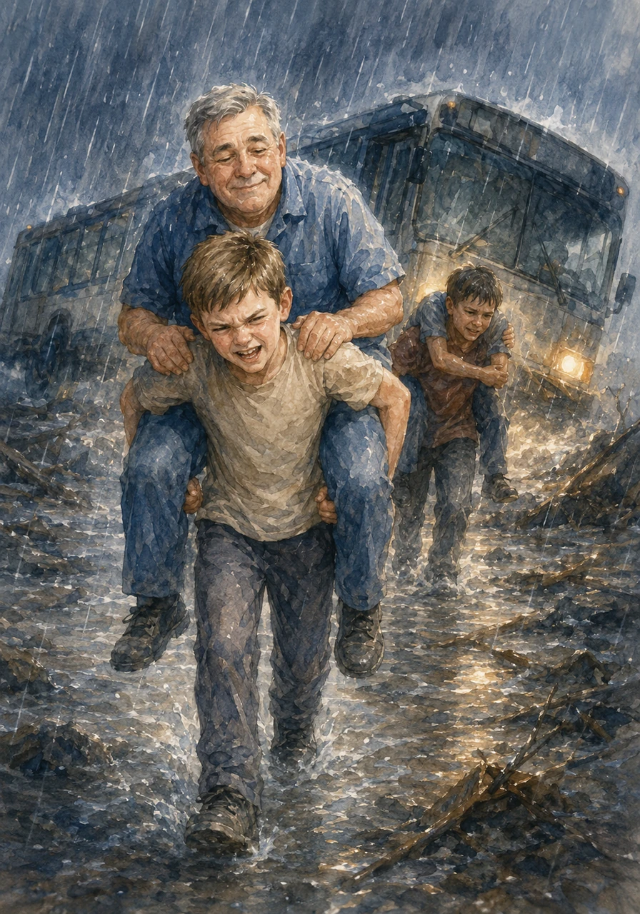 In the pouring rain, Eli tirelessly carried the grateful passengers out of the danger zone one by one until everyone was safe. The next morning, news reporters and scientists marveled at the miracle, unable to explain how a slender teenager with a heart condition could lift a city bus. But Eli knew his power didn't come from a perfect body; it came from a lifetime of surviving with a fragile heart.