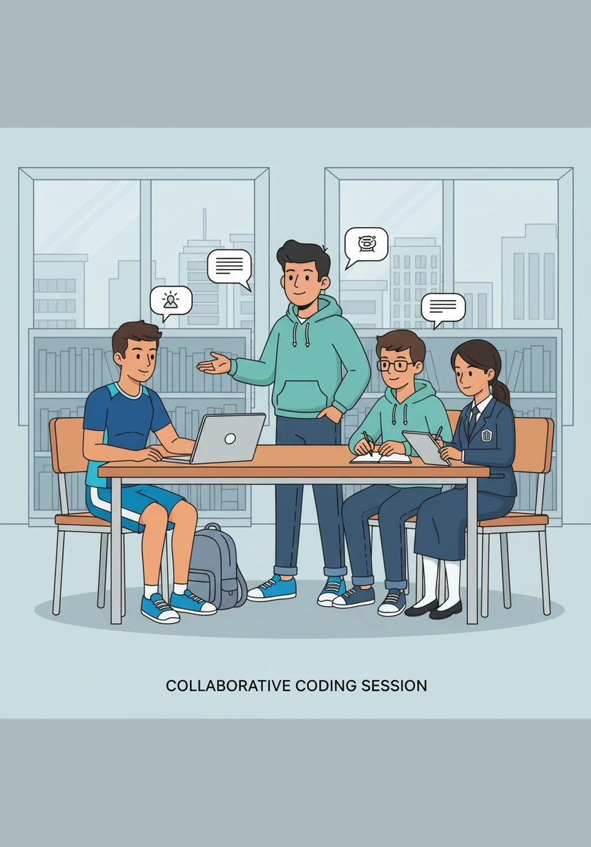 Bima decides to speak up calmly, pointing out that their project is about unity and they are currently failing to practice what they are studying. He suggests they look at the unique talents each person brings, such as Siti's amazing digital art skills and Doni's knack for research.