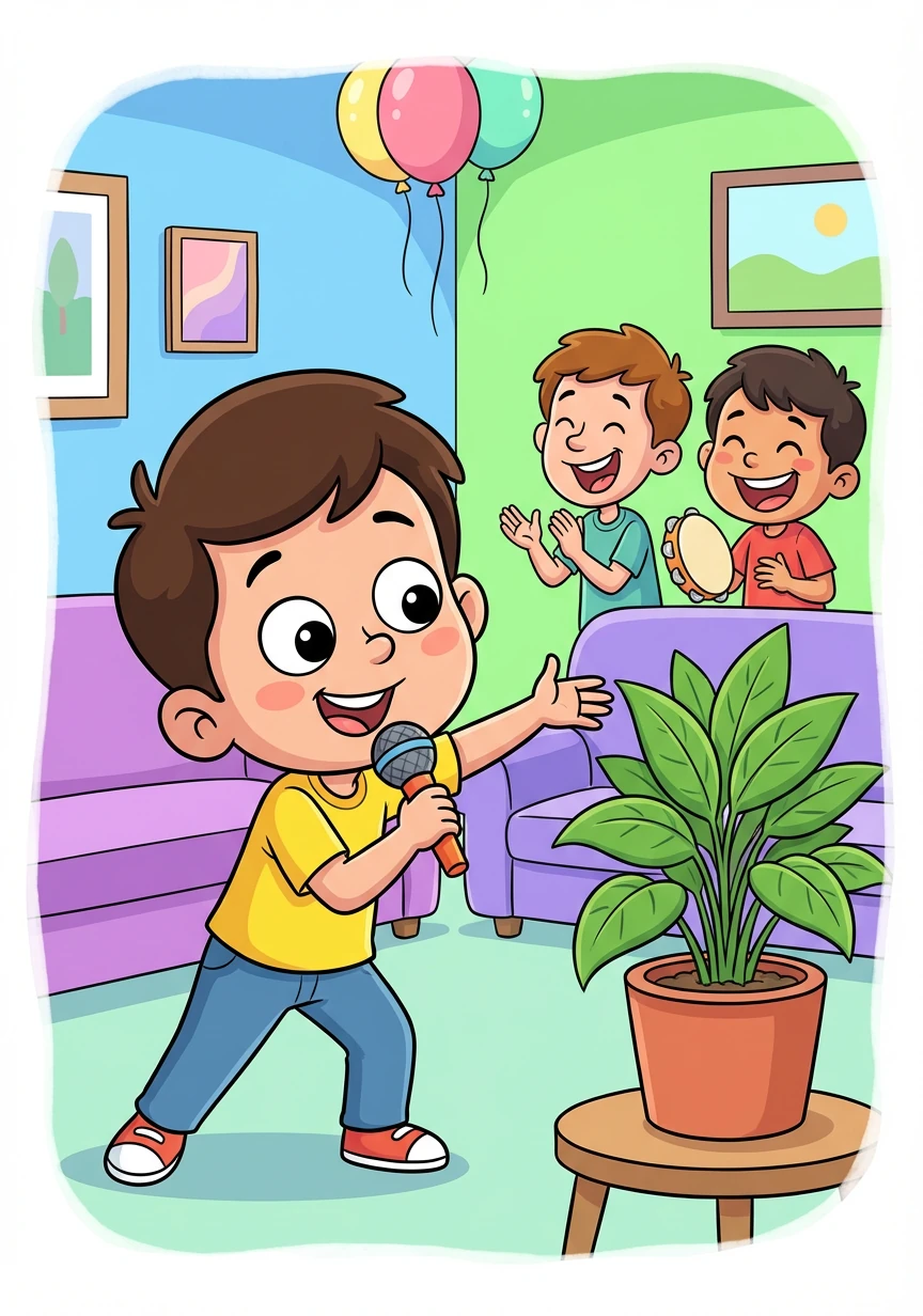 The party moves to a karaoke session, where Naman is forced to sing a love song to a houseplant, showcasing his smooth-talking skills to an inanimate object. His friends cheer him on, reveling in the absurdity.