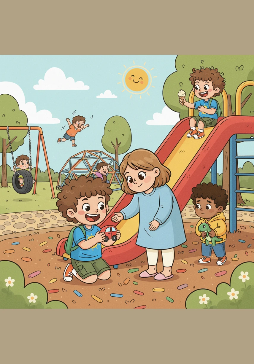 At the playground, Leo meets many children who have different hair, different eyes, and different ways of running and jumping. He realizes that everyone is like a different puzzle piece, and together they make a beautiful, colorful picture.