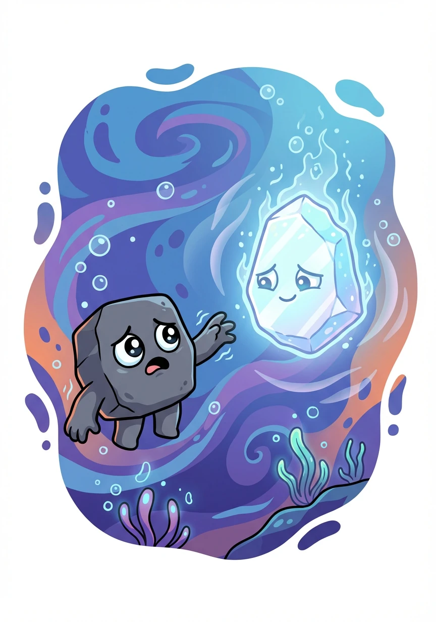 La presión en la fosa era inmensa. Plagioclasa no pudo resistir y se separó de Basalto. El dolor de la pérdida lo invadió, pero aprendió una valiosa lección: amar también es dejar ir.