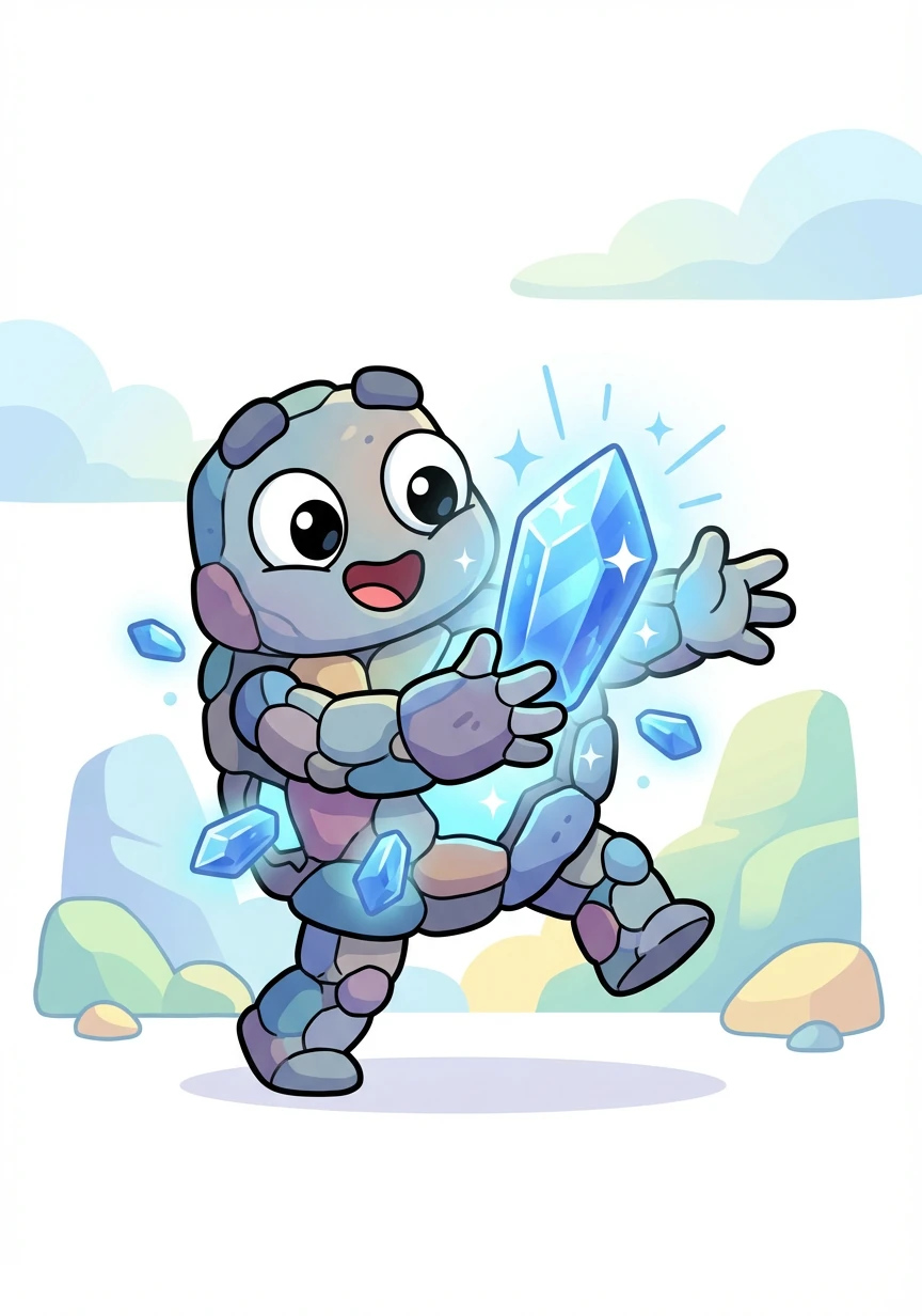 La cianita, una gema azul y brillante, apareció para llenar los vacíos en la estructura de Basalto. Con ella, se sintió completo y listo para abrazar su nueva identidad.