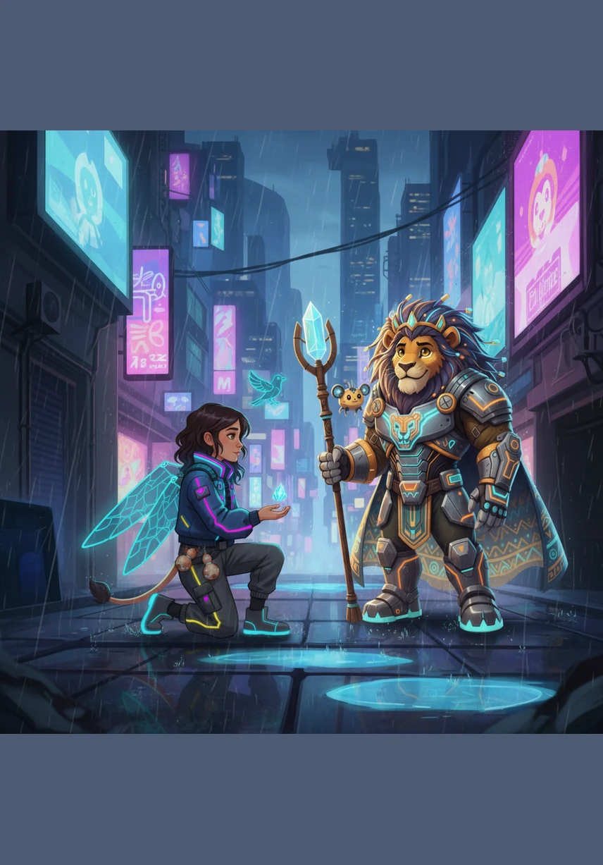 The Lion closed his eyes and took a deep, relaxing breath, feeling his strength return as his mind finally became quiet. He realized that he didn't need to roar all the time to be a powerful king, and he thanked Kiri with a silent, grateful nod.